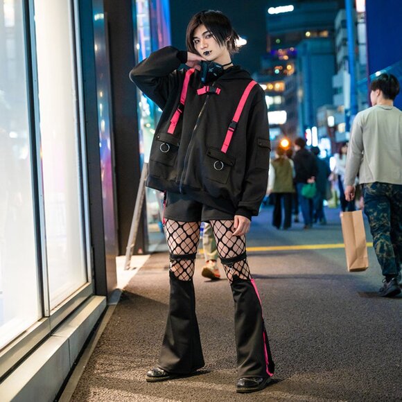 ACDC RAG Uzurai Cyberpunk Tech Oversized Black Pink Jacket - Picture 3 of 4